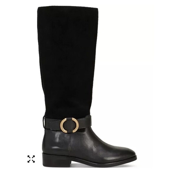 New Vince Camuto Women Samtry2 Black Suede Tall Boots Shoes Size 7.5 Wide Calf - Picture 1 of 8